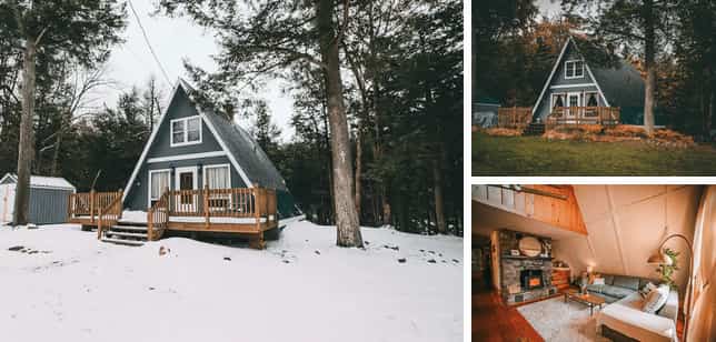 Paraiso de cabana boho con estructura en A Paraíso de cabaña boho con estructura en A-Cabañas que Admiten Mascotas en Vermont